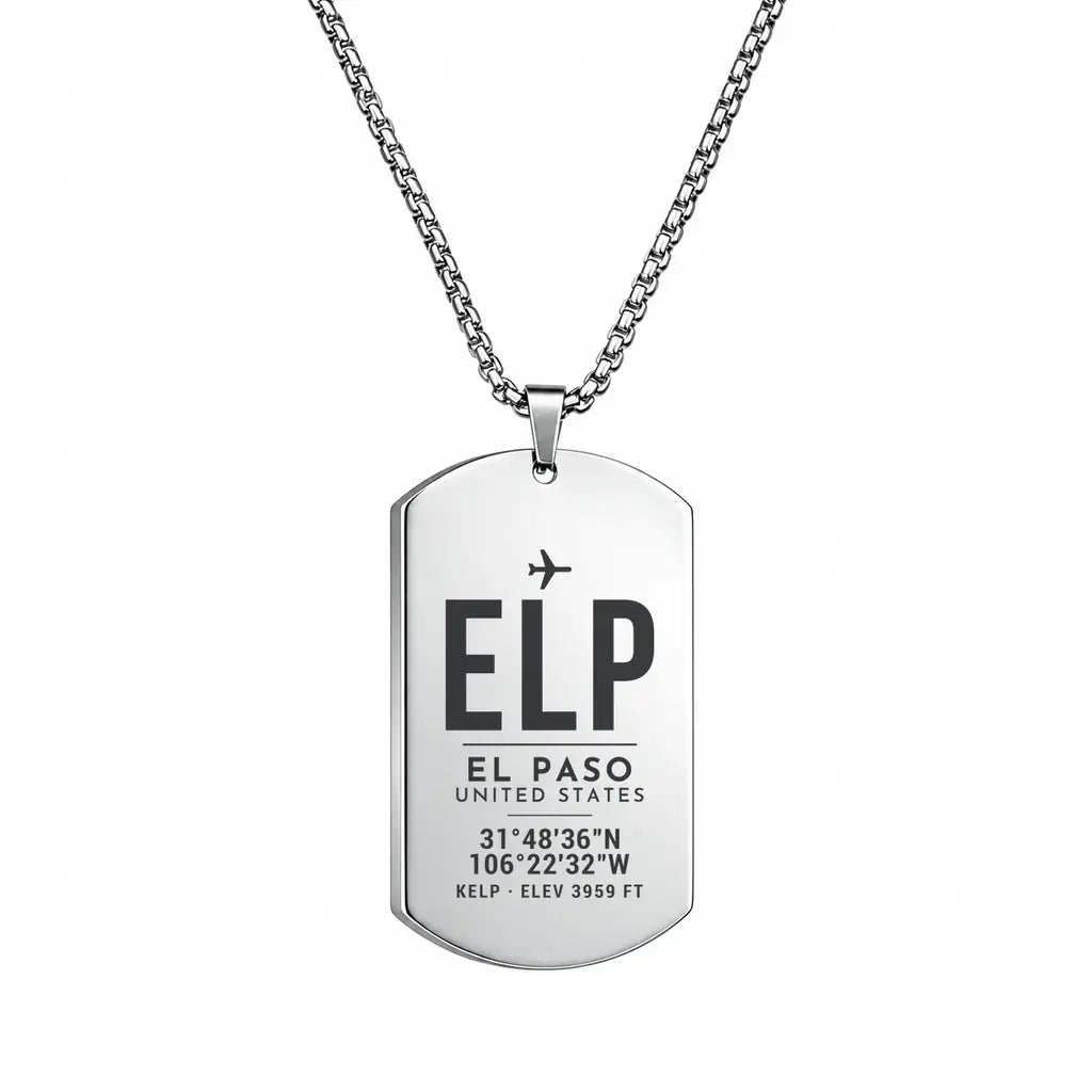 El Paso International Airport ELP - Necklace - Original Design - Silver