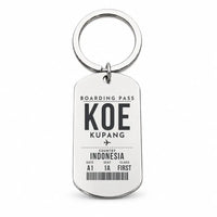 Thumbnail for El Tari Airport KOE - Key Chain - Boarding Pass Style - Silver