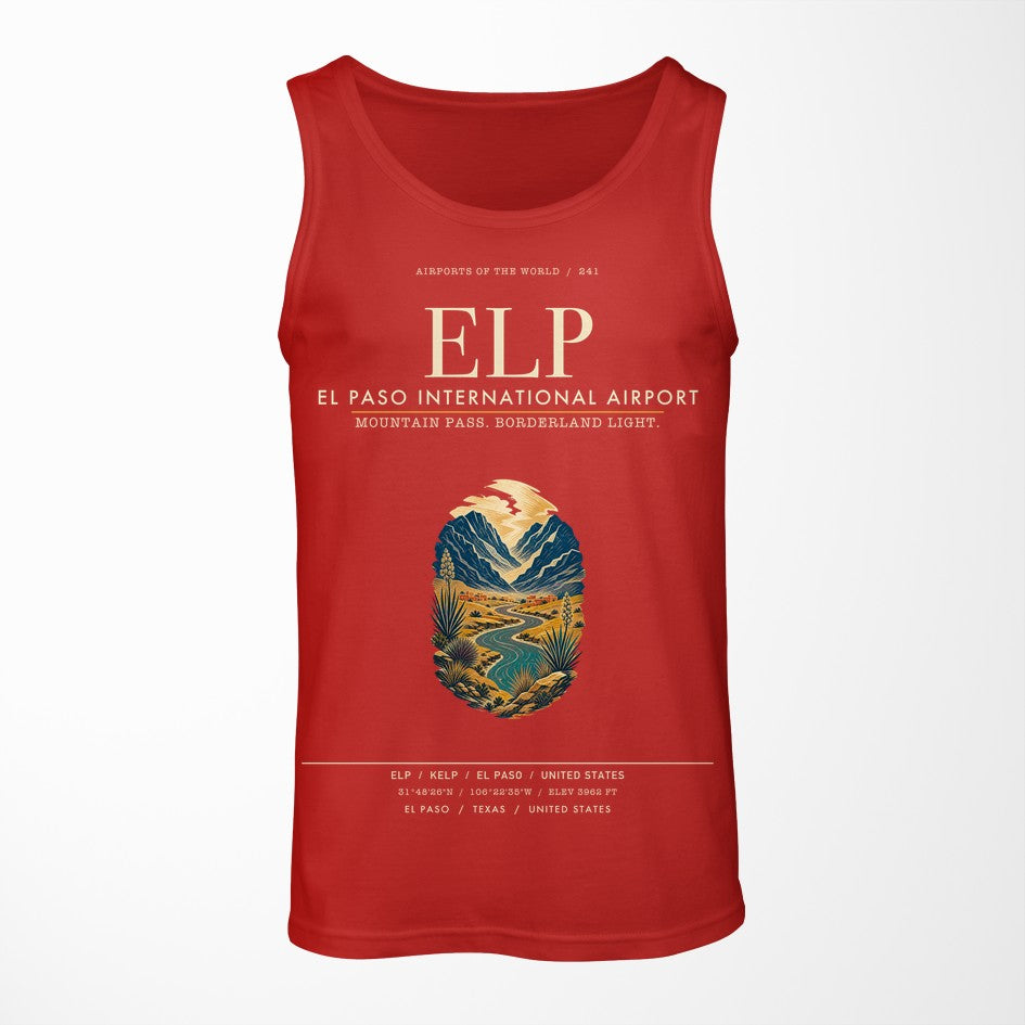 El Paso International Airport (ELP) design on red tank top