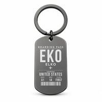 Thumbnail for Elko Regional Airport EKO - Key Chain - Boarding Pass Style - Black