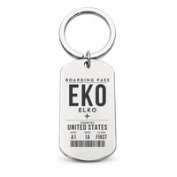 Thumbnail for Elko Regional Airport EKO - Key Chain - Boarding Pass Style - Silver