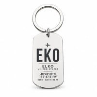 Thumbnail for Elko Regional Airport EKO - Key Chain - Original Design - Silver