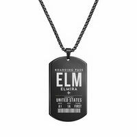 Thumbnail for Elmira Corning Regional Airport ELM - Necklace - Boarding Pass Style - Black