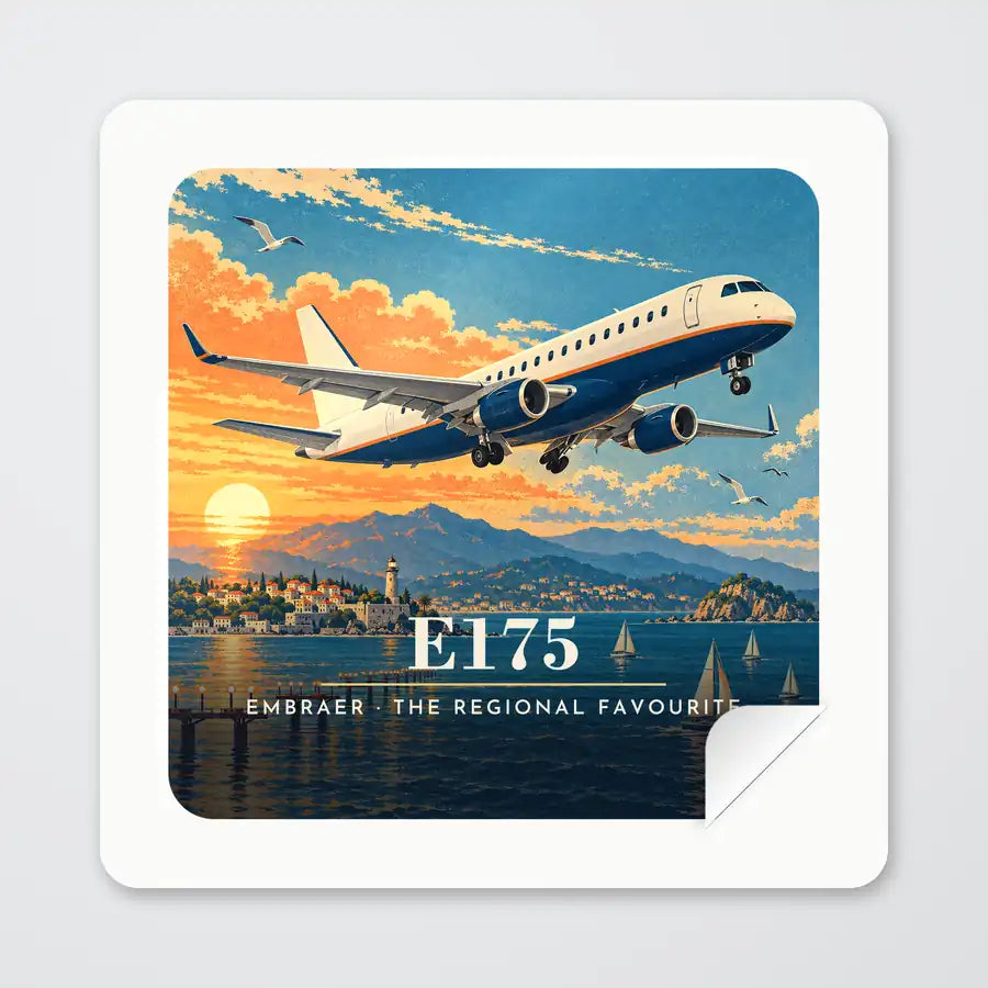 Embraer E175 - 3D - Square Sticker - Peel