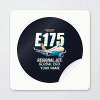 Thumbnail for Embraer E175 - Cartoon + Name - Circle Sticker - Peel