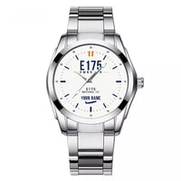 Thumbnail for Embraer E175 - Classic - White + Name - Stainless Steel Band - For Men