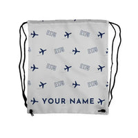 Thumbnail for Embraer E175 - Drawstring Bag - 3D Pattern + Name - Light Gray