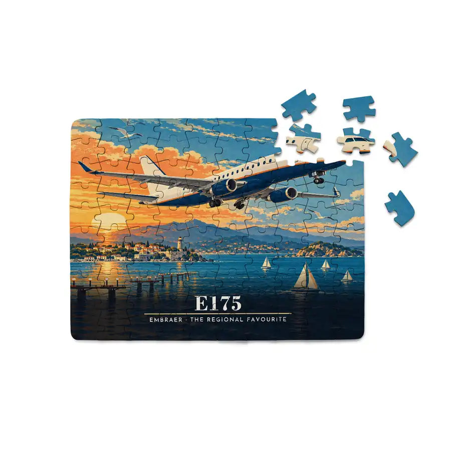 Embraer E175 - Horizontal + Text - Canvas Puzzle