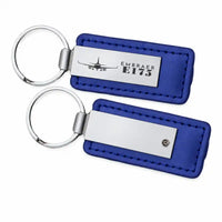 Thumbnail for Embraer E175 - Leather Key Chain - Faux Leather - Heritage - Blue