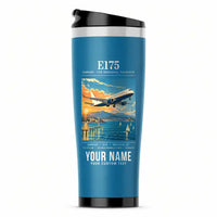 Thumbnail for Embraer E175 - Poster + Name - Stainless Steel (No Holder) - Light Blue