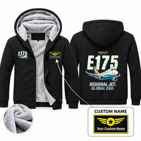 Thumbnail for Embraer E175 Zipped Sweatshirts - Cartoon + Name - Black