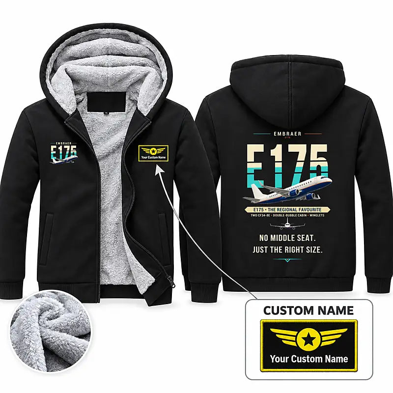 Embraer E175 Zipped Sweatshirts - Original + Name - Black