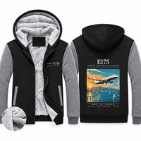 Thumbnail for Embraer E175 Zipped Sweatshirts - Poster - Black & Gray