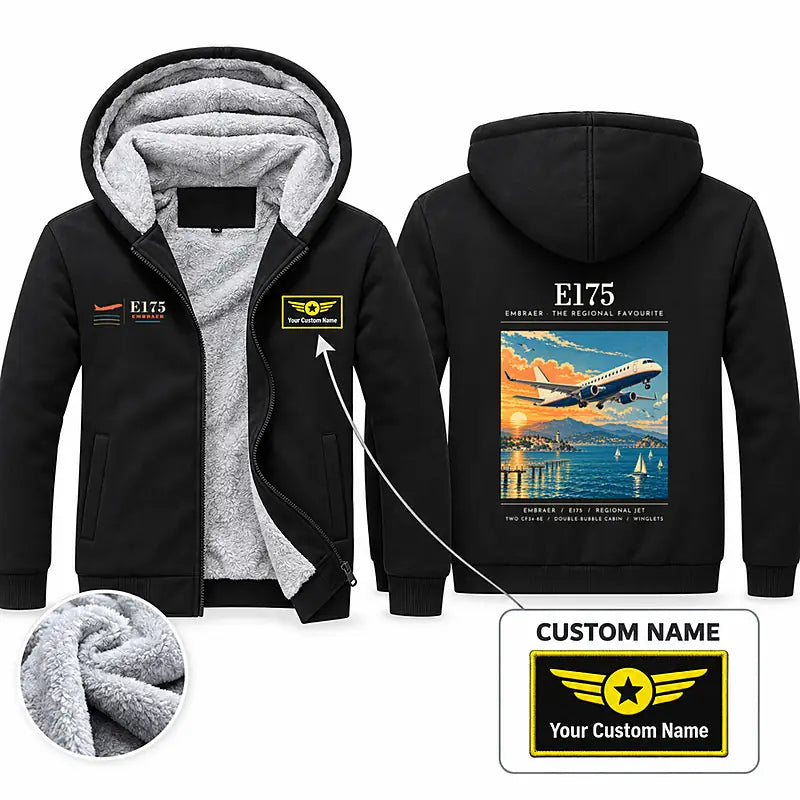 Embraer E175 Zipped Sweatshirts - Poster + Name - Black