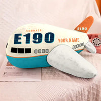 Thumbnail for Embraer E190 - Cartoon + Name - Airplane Pillow