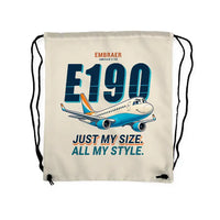 Thumbnail for Embraer E190 - Drawstring Bag - Cartoon - Beige