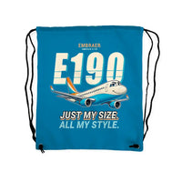 Thumbnail for Embraer E190 - Drawstring Bag - Cartoon - Light Blue