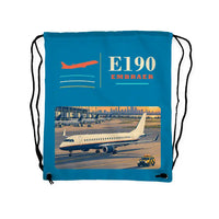 Thumbnail for Embraer E190 - Drawstring Bag - Classic - Light Blue