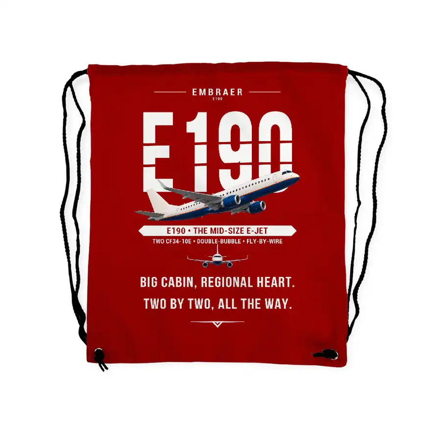 Embraer E190 - Drawstring Bag - Original - Red