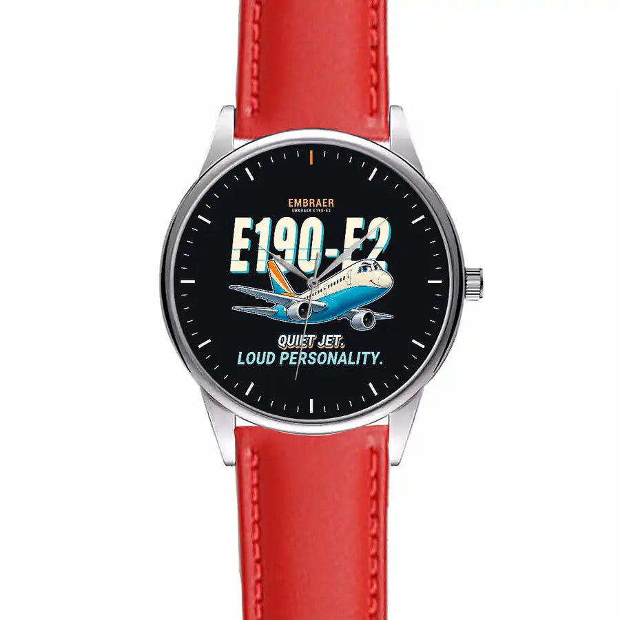 Embraer E190-E2 - Cartoon - Leather Strap - Red Leather Strap