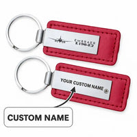 Thumbnail for Embraer E190-E2 - Leather Key Chain - Faux Leather - Heritage - Red + Name