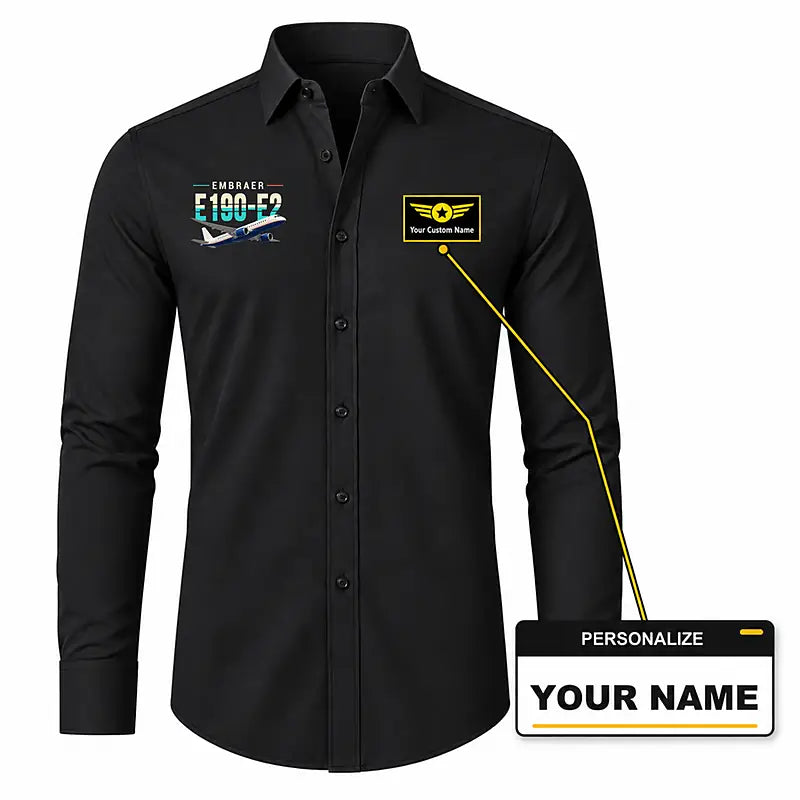 Embraer E190-E2 - Long Sleeve Shirt - Original - Black + NAME
