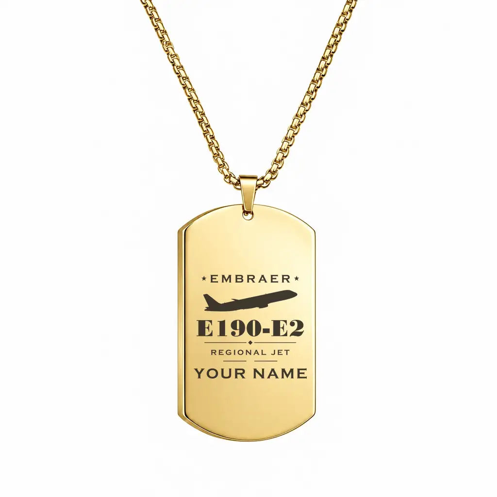 Embraer E190-E2 - Necklace - Heritage + Name - Gold