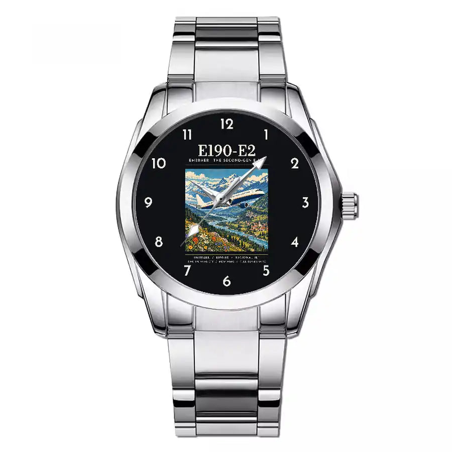 Embraer E190-E2 - Poster - Stainless Steel Band - For Men