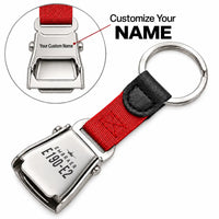 Thumbnail for Embraer E190-E2 - Seat Belt Key Chain - Heritage + Name - Red