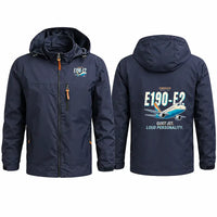Thumbnail for Embraer E190-E2 Stylish Jackets - Hooded Windbreaker - Cartoon - Navy Blue