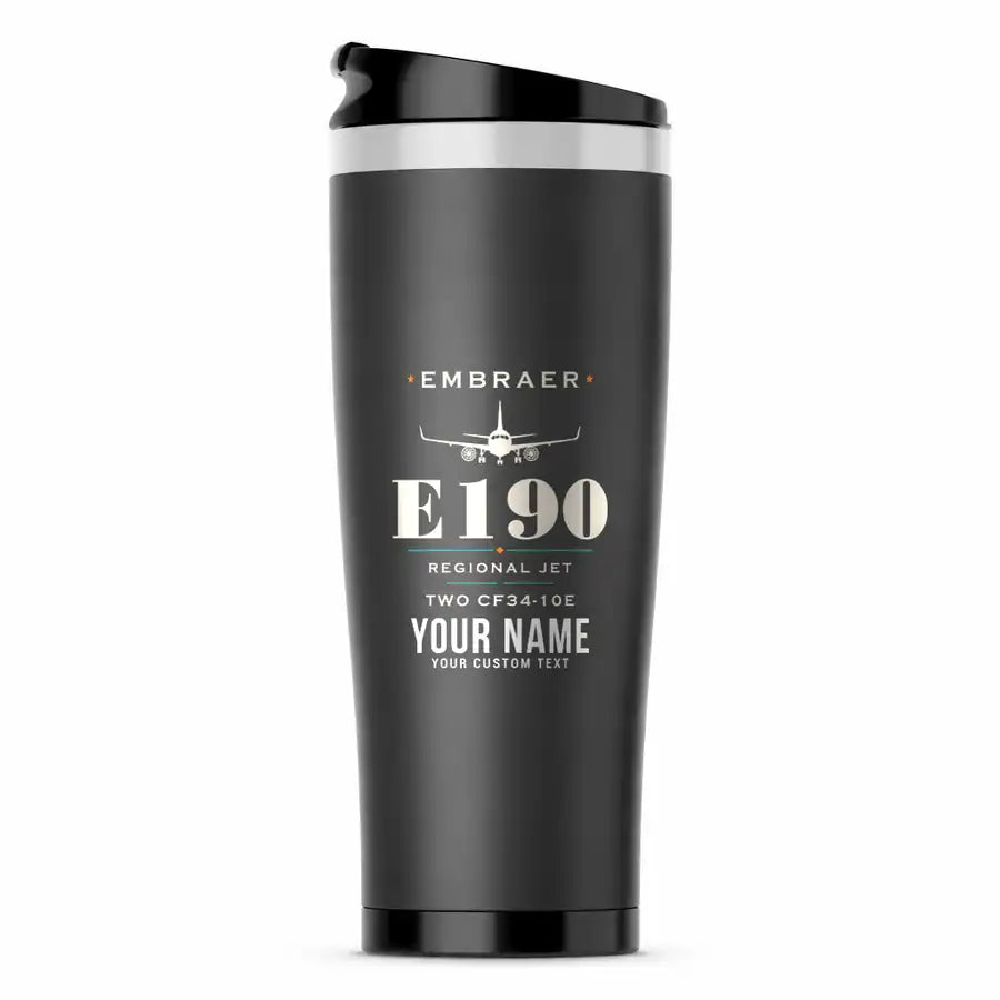 Embraer E190 - Heritage + Name - Stainless Steel (No Holder) - Gray