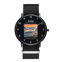 Thumbnail for Embraer E190 - Poster - Slim Leather - Black and Black Nylon Strap