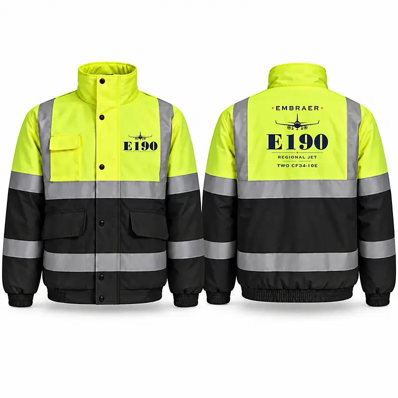 Embraer E190 Reflective Winter Jackets - Heritage - Fluorescent Yellow & Navy