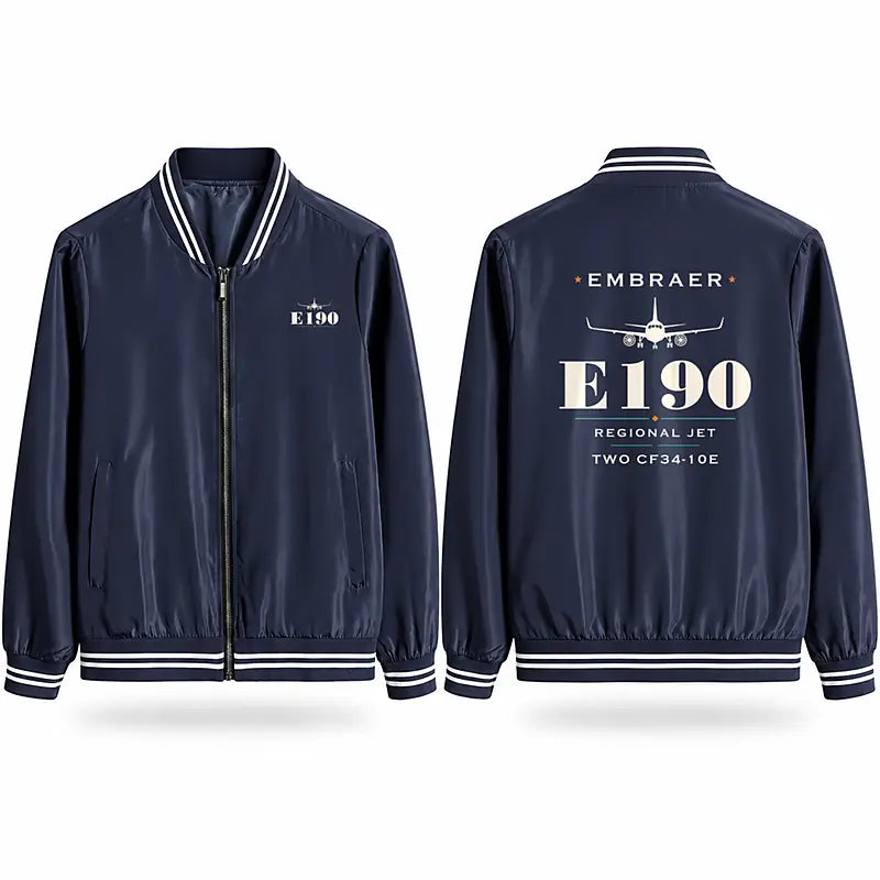 Embraer E190 Stylish Jackets - Baseball Collar - Heritage - Navy Blue