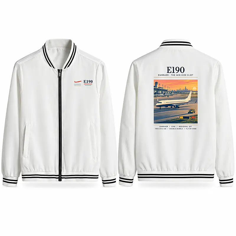 Embraer E190 Stylish Jackets - Baseball Collar - Poster - White