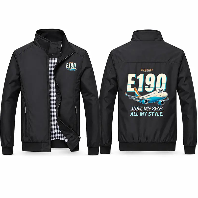 Embraer E190 Stylish Jackets - Stand Collar - Cartoon - Black
