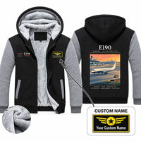 Thumbnail for Embraer E190 Zipped Sweatshirts - Poster + Name - Black & Gray
