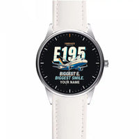 Thumbnail for Embraer E195 - Cartoon + Name - Leather Strap - White Leather Strap