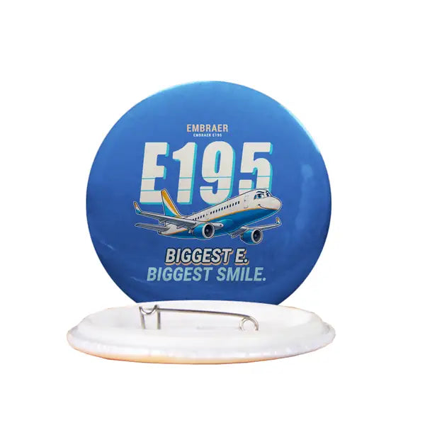 Embraer E195 - Cartoon - Pin - Blue