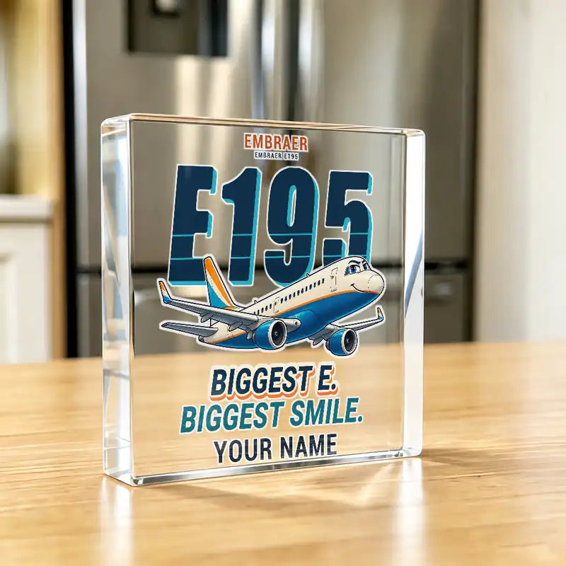Embraer E195 - Crystal Ornament - Cartoon + Name - Kitchen