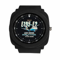Thumbnail for Embraer E195-E2 - Cartoon + Name - Rubber Strap - Black