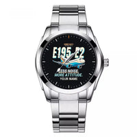 Thumbnail for Embraer E195-E2 - Cartoon + Name - Stainless Steel Band - For Men