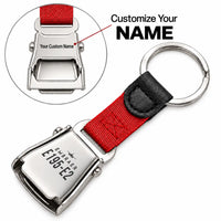 Thumbnail for Embraer E195-E2 - Seat Belt Key Chain - Heritage + Name - Red