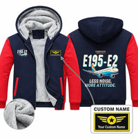 Thumbnail for Embraer E195-E2 Zipped Sweatshirts - Cartoon + Name - Navy & Red