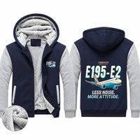 Thumbnail for Embraer E195-E2 Zipped Sweatshirts - Cartoon - Navy & Gray