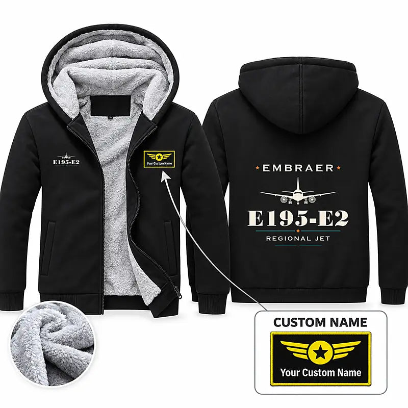 Embraer E195-E2 Zipped Sweatshirts - Heritage + Name - Black