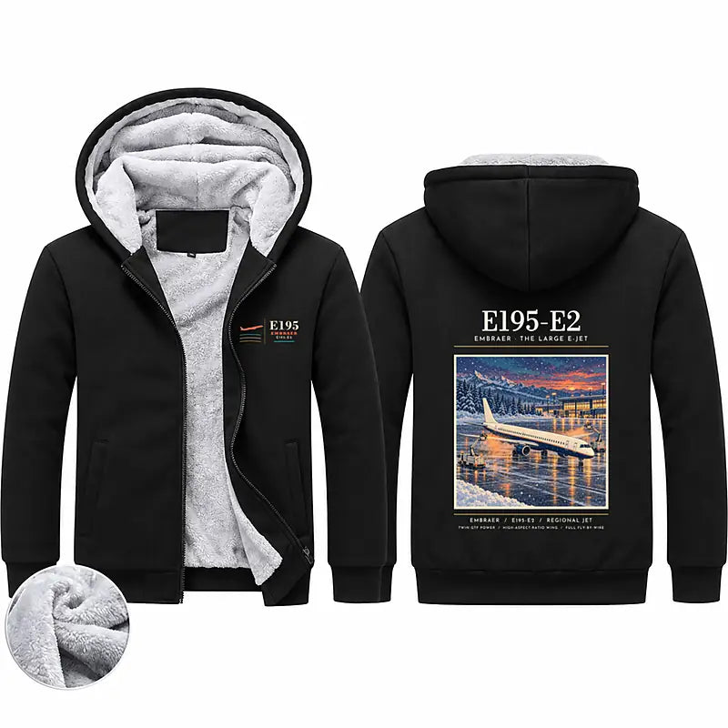 Embraer E195-E2 Zipped Sweatshirts - Poster - Black