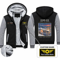 Thumbnail for Embraer E195-E2 Zipped Sweatshirts - Poster + Name - Black & Gray