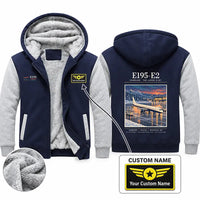 Thumbnail for Embraer E195-E2 Zipped Sweatshirts - Poster + Name - Navy & Gray