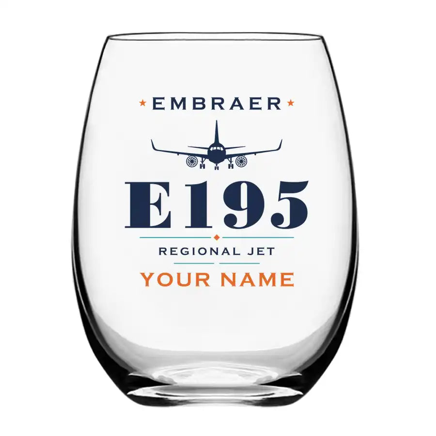 Embraer E195 - Heritage + Name - Water & Drink Glass